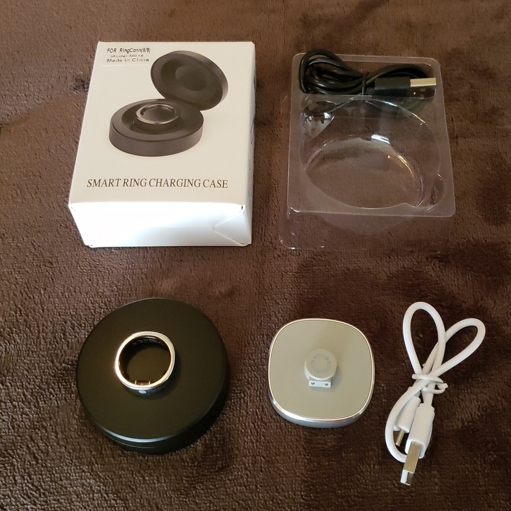 RingConn Gen 2 Air Smart Fitness Ring Galaxy Silver Sz 9 +Travel Charger